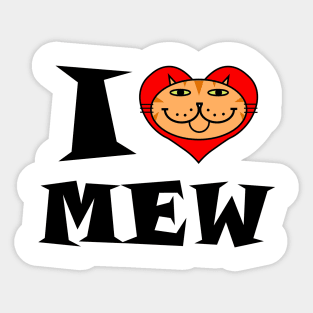 I Heart Cat - Orange Striped Kitty Sticker